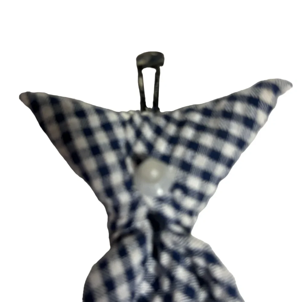 Boys gingham clip on tie blue & white 10.5” long Formal Cosplay Like New or New